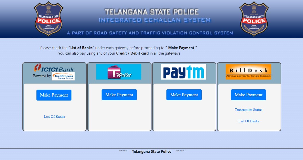 Hyderabad traffic challan pay online